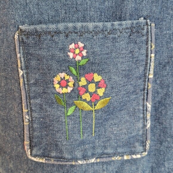 Western Denim Vest  Embroidered Horse Floral Handcrafted Unique Equestrian - Picture 7 of 12